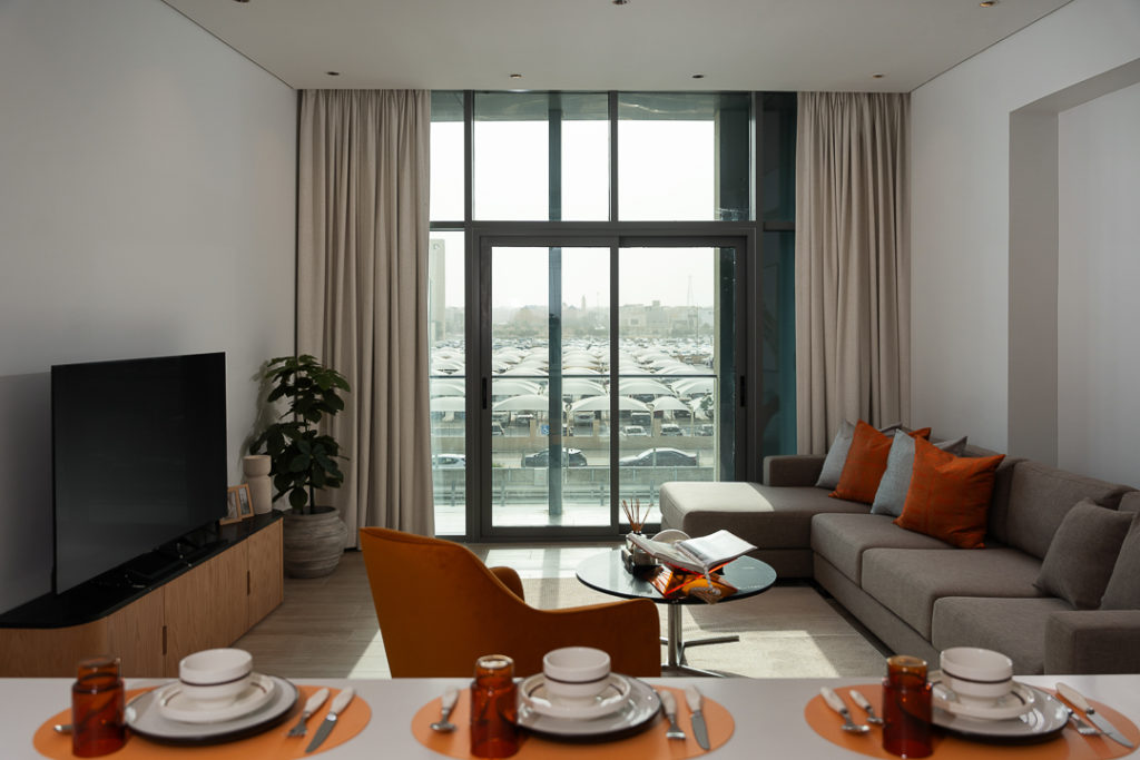 Adyah Residence living room interior with modern furnishing